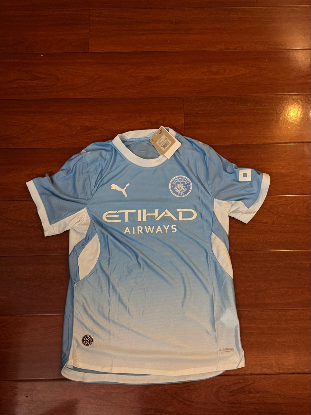 Puma Light Blue and White Manchester City Etihad Jersey